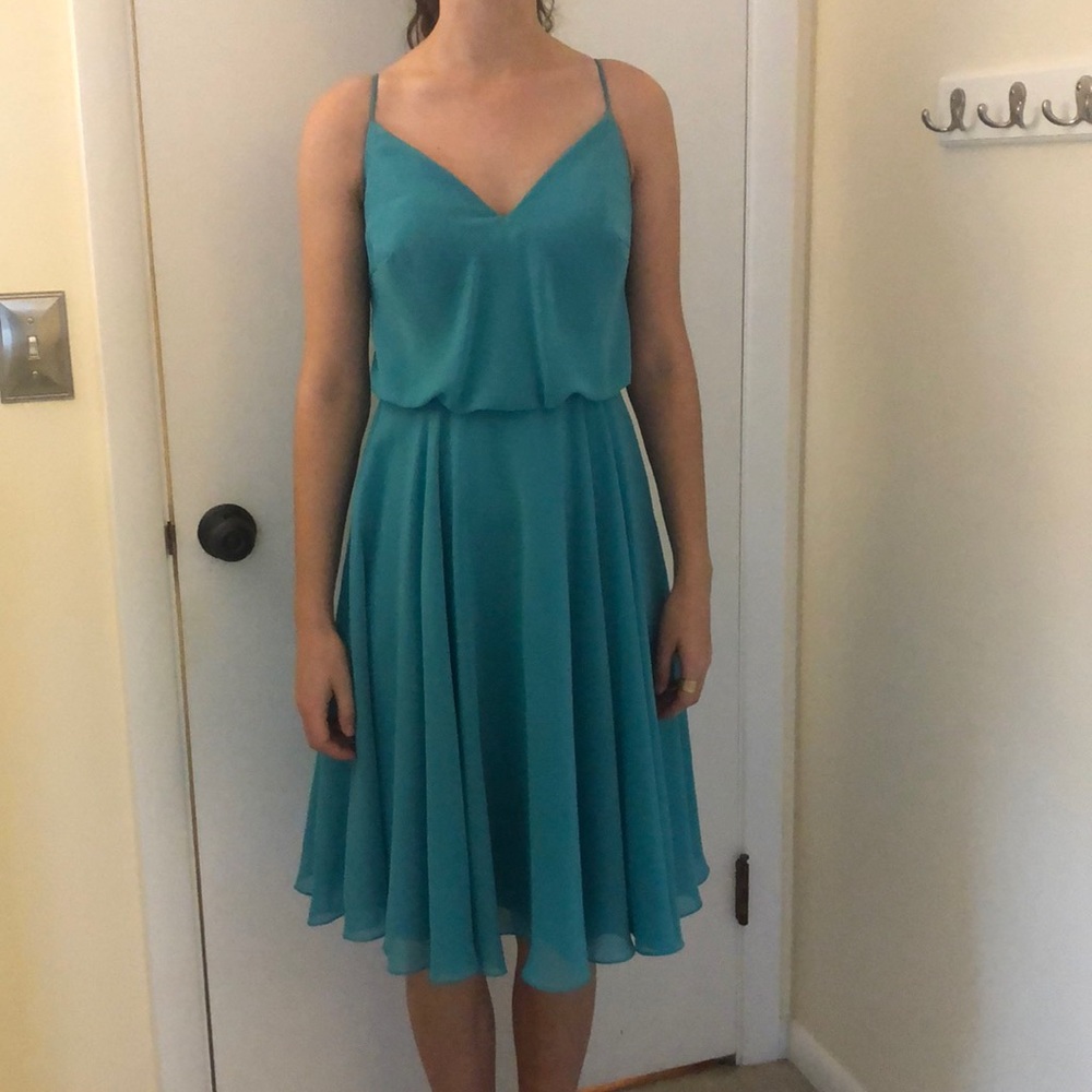 Teal short spaghetti strap dress